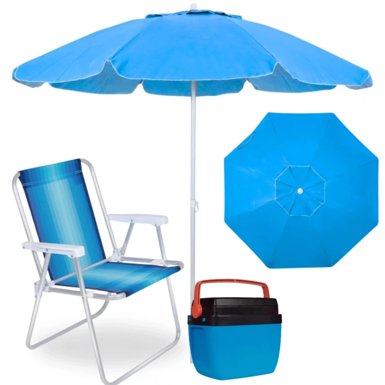 Mandiali E Shop Kit Cadeira De Praia Aluminio Guarda Sol Azul Bahia M Bagum Cooler Litros