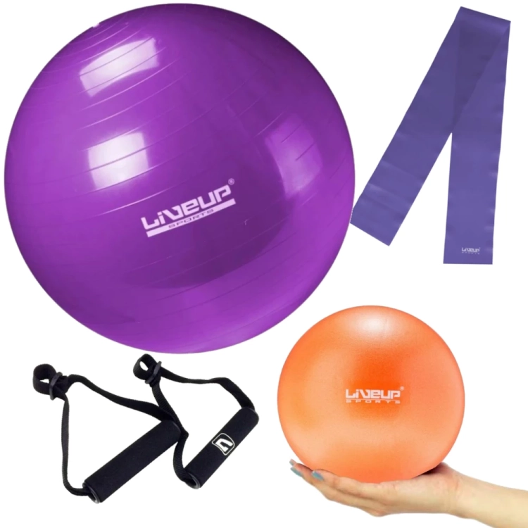 Kit Bola Suíça Pilates Yoga 55cm + Alongador de Pernas Faixa