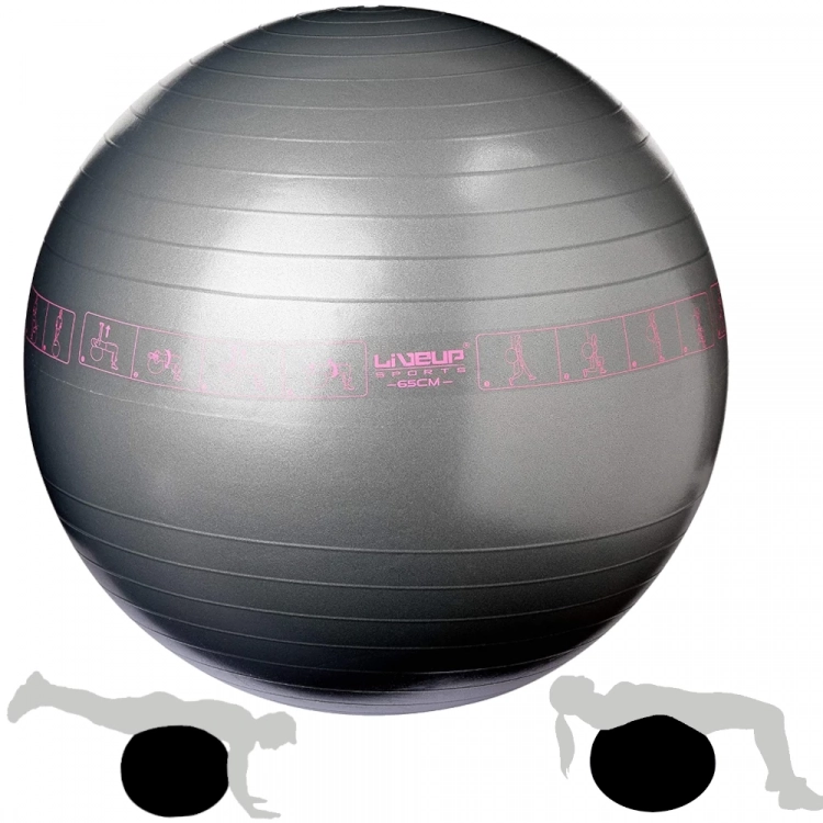 Bola Suiça 65 Cm com Ilustração para Pilates e Yoga Cor Cinza - Mandiali  e-Shop